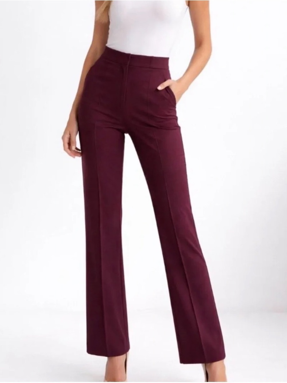The Limited Burgundy Ideal Stretch Bootcut Dress Pants Size 14